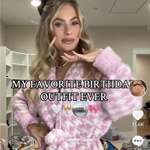 Skims Cozy Patel Houndstooth Robe Size S NEW